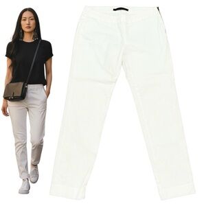 Zara Basic White Cotton Straight Leg with Cuff  Cotton mix Summer Travel…